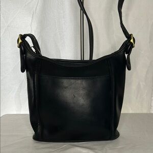 COACH Vintage Legacy black soft leather duffle bag handbag. #9816.
